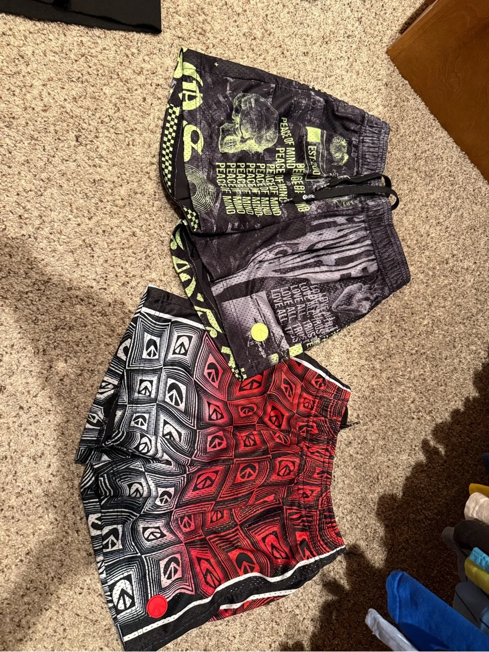 ethika Boys Graphic Swim Shorts - Black, Red, Neon Yellow